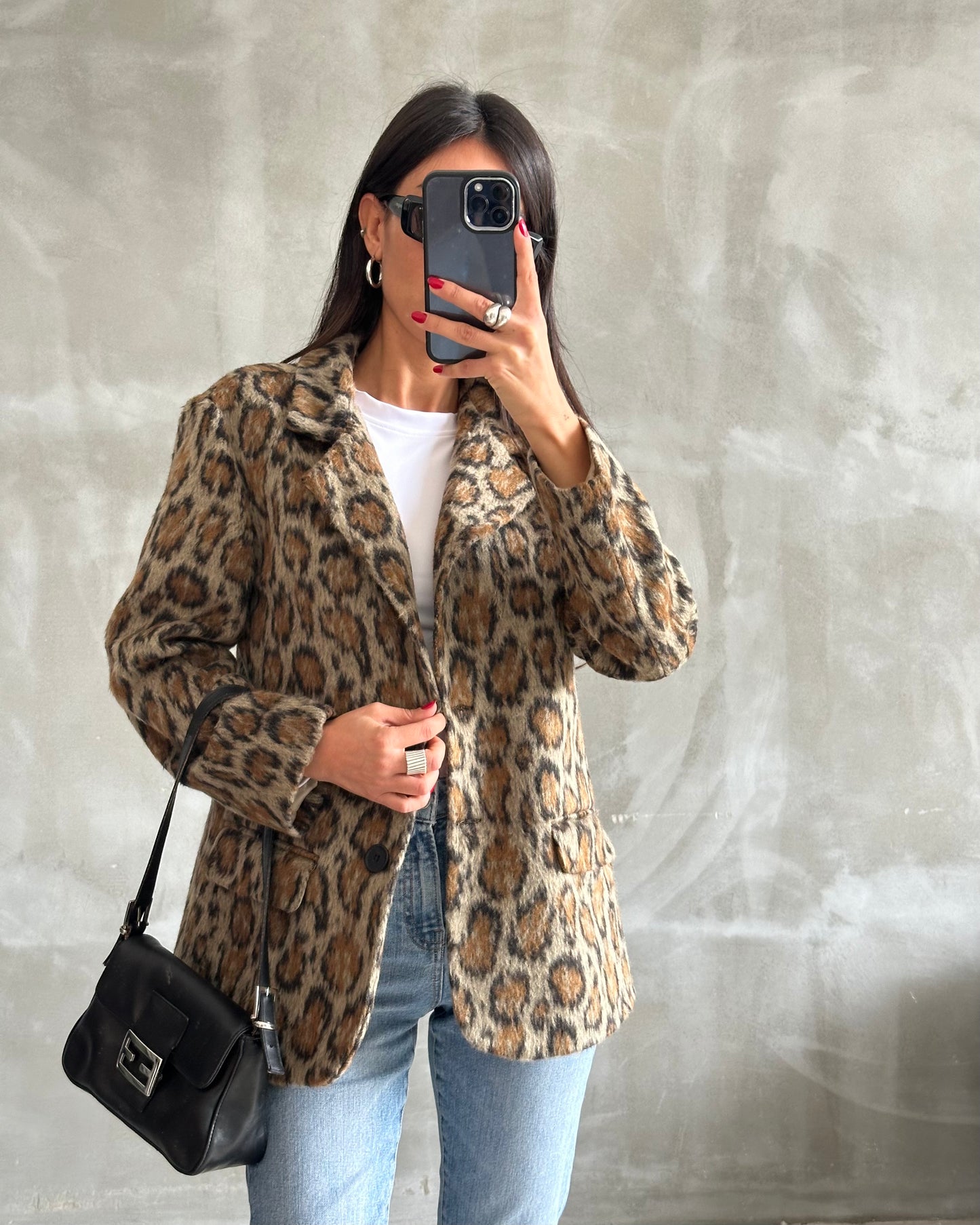 Leopar Blazer Kaşe Ceket